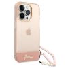 Guess GUHCP14LHGCOHP iPhone 14 Pro 6,1 różowy/pink hardcase Translucent Pearl Strap